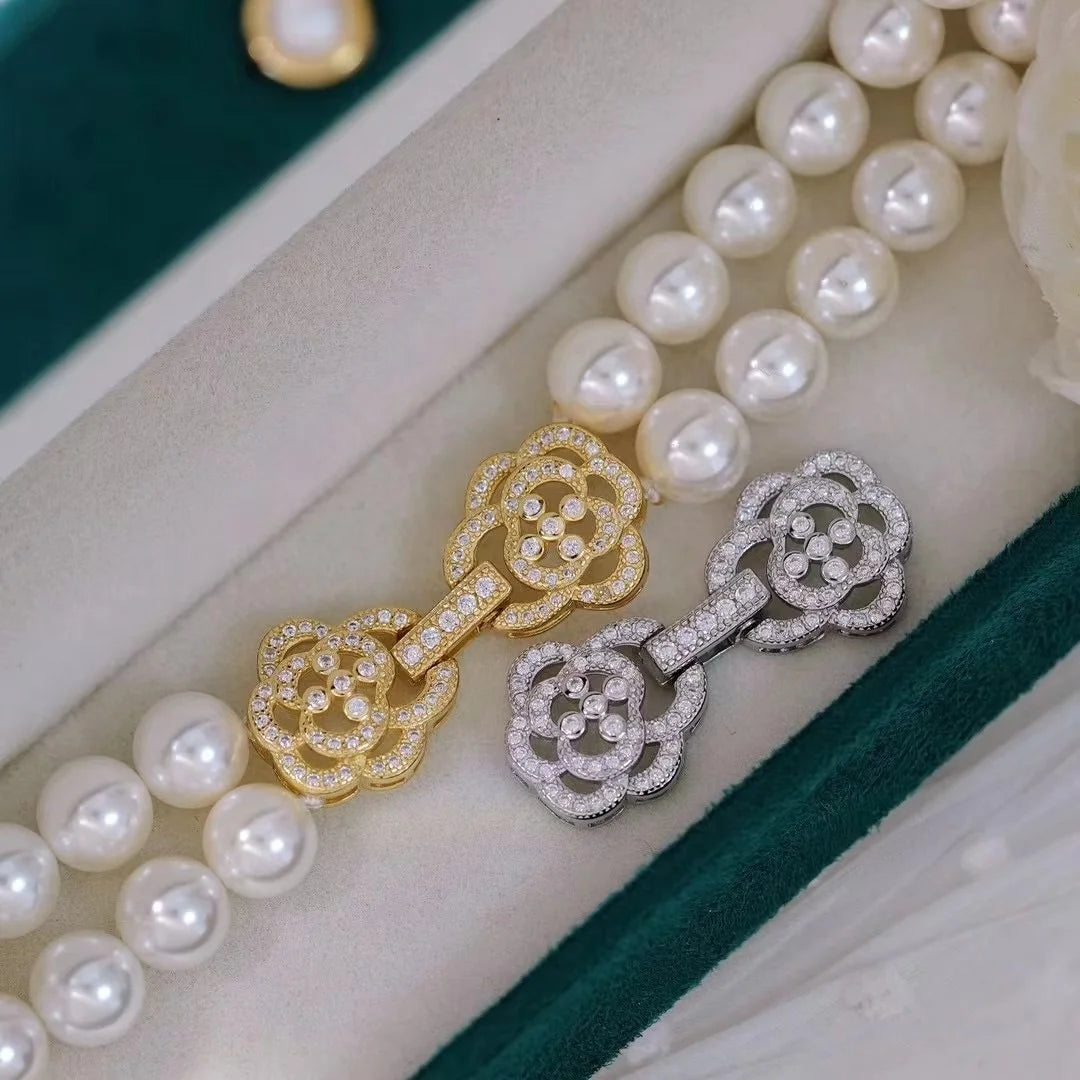 C602 8-9mm 925 Sterling Silver 18K Gold Plated Pearl Clasp for Jewelry Wholesale Metal Cord Ends Clasp Necklace/bracelet Clasp
