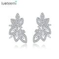 LUOTEEMI Wedding Bridal Earring Big Stud Earrings Women Cute Multiple Leaf Earring Wholesale