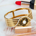 Diamond-Encrusted Roman Digital Exaggerated Atmospheric Stainless Steel Bracelet Fashion Charm Jewelry Gift Accessories