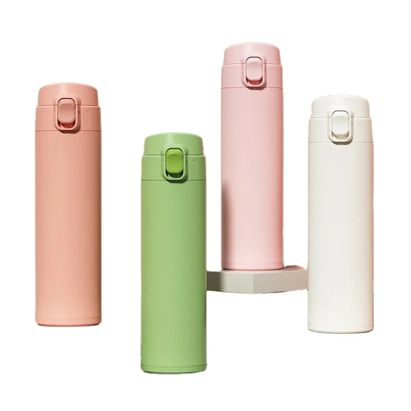 Custom logo Vacuum Insulation Stainless Steel Water Bottle Straw Inside Bounce 320ml Kids Water Bottles