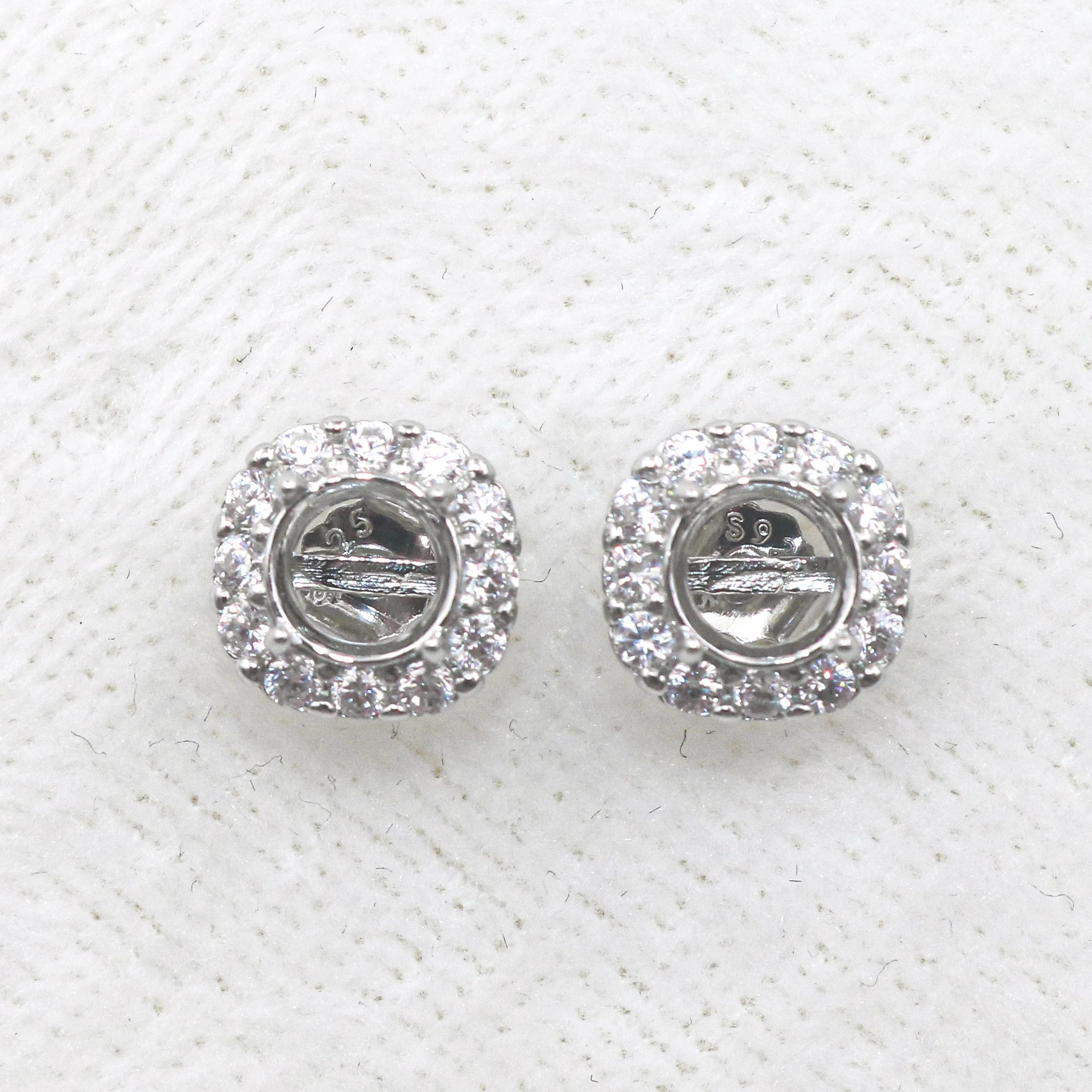 Sterling Silver 4mm/5mm Semi Mount Stud Earrings Empty Support Blank Claws Setting S925 Base Without Center Stone for DIY Inlay