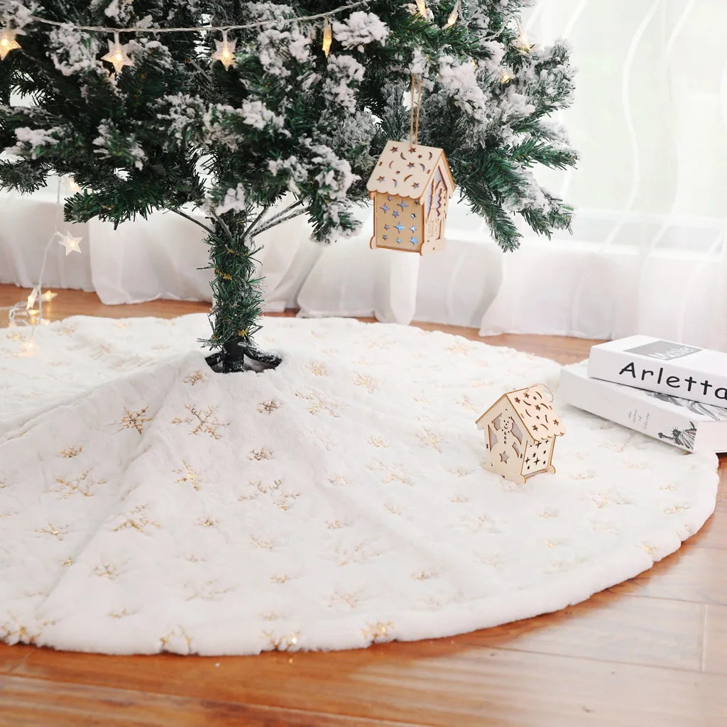 Good Style Cartoon Printing Tree Skirt Decoration Silver Gold Snow Tree Skirt Christmas Tree Skirt