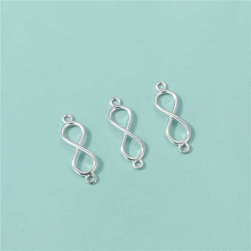 S925 Sterling Silver Infinity Shape Pendant Charm Connector With Double Loop for Necklace Bracelet Jewelry Making