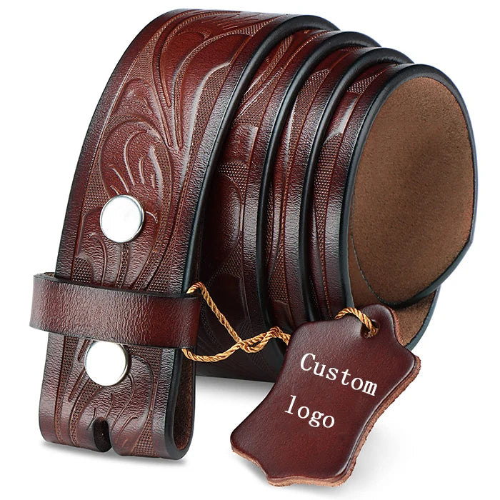 Vintage Classic Casual Men's Belt Strap with Pin Buckle Cow Leather Waterproof & Durable Custom Logo