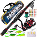 New 1.8m 2.1m 2.4m Fishing Rod and Reel Combo Spinning Rods Line Lure Bag Hooks Full Set