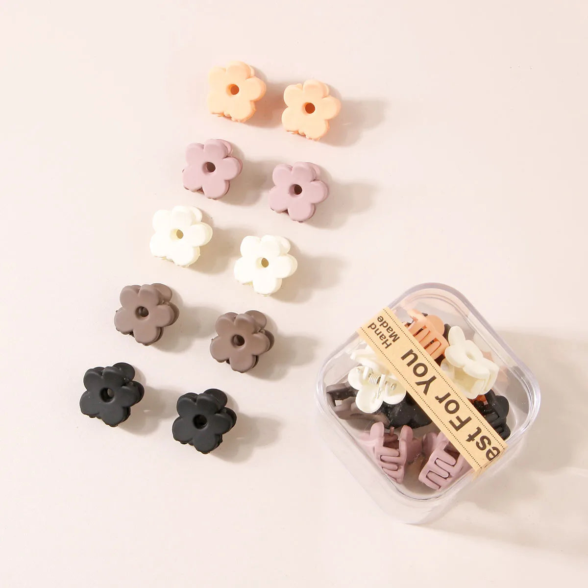 10pcs/Box Wholesale Custom Plastic Mini Hair Clips Cute Flower Hair Claw Clips for Girls Hair Accessories