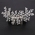 Hot Sale Luxury Women Bridal Comb Alloy Rhinestone Leaves Pearl Floral Headpiece Wedding Bride Diamond Handmade Hair Accessories