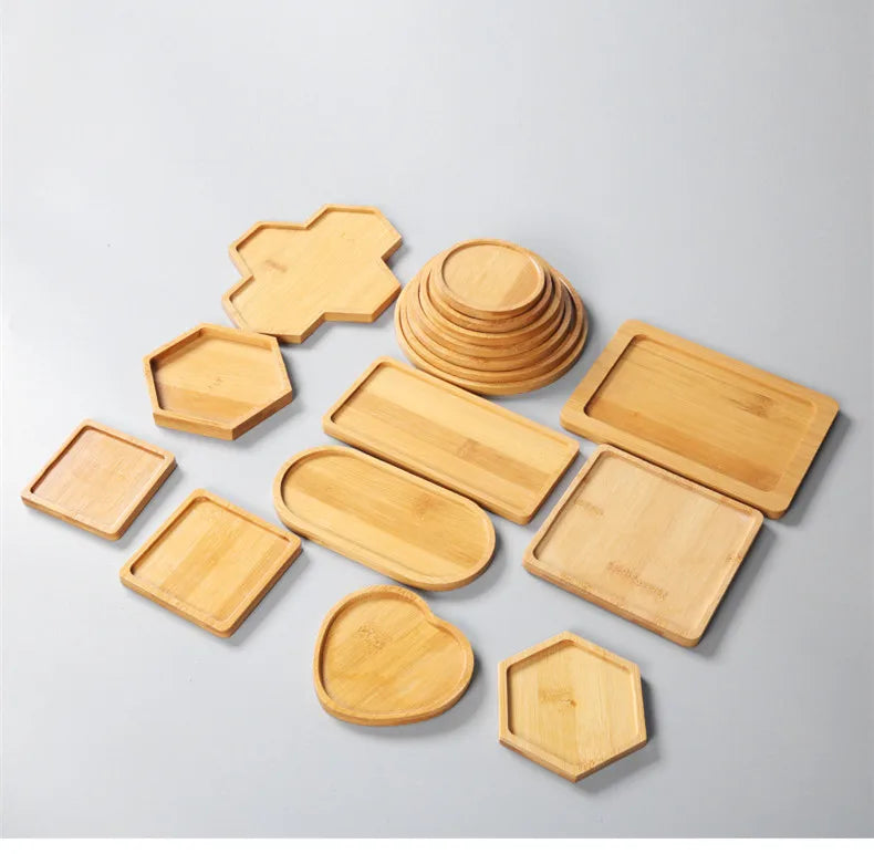 Oval Round square Rectangular Decorative Tray Plant Pot Diy Small Bamboo Tray Heart Shaped Mini Bamboo Tray for Diy Craft