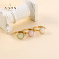 Ason Fashion Stainless Steel 18k Gold Plated Wholesale Rings Lot Color Opal Ring Jewelry Women Elegant Rectangle Ring for Couple MegaBDM