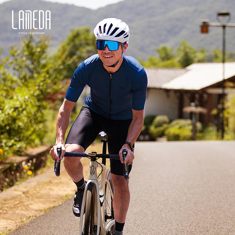 AMEDA Custom Men Cycling Wear Pro Team Design Breathable Cycling Jersey Road Bike Top ODM Summer Apparel
