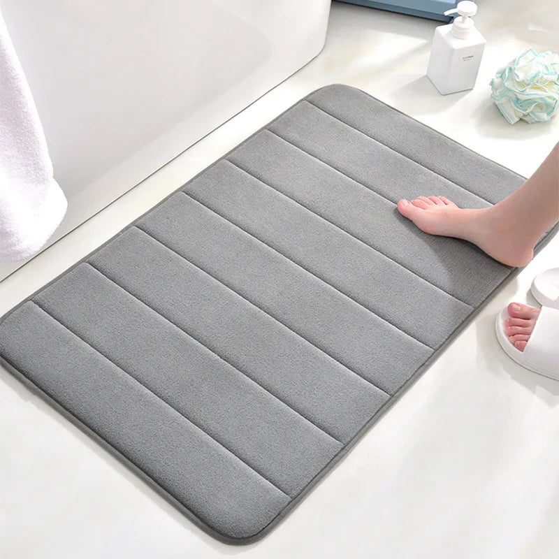 Quick-Drying Stripe Pattern Soft and Comfortable Super Water Absorption Flannel Sponge Bath Mats
