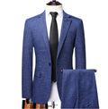 Top Grade High-Quality British Style Suit Men'S Casual Suit Two-Piece Micro-Bounce Plaid Formal Men Suit