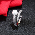 925 Pure Silver Opening Ring Temperament Pearl Set Diamond Ring Korean Fashion Pure Silver Ornaments Wholesale