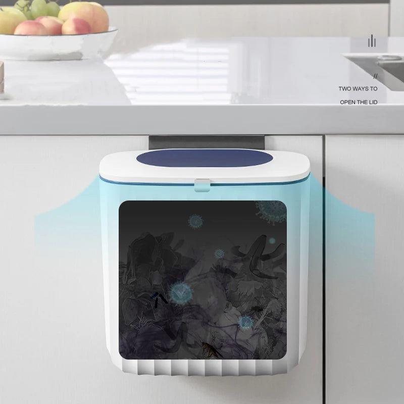 Portable Home Kitchen Trash Can Colourful PP Material Wall Mounted Small Waste Bin Hanging Trash Can for Storage