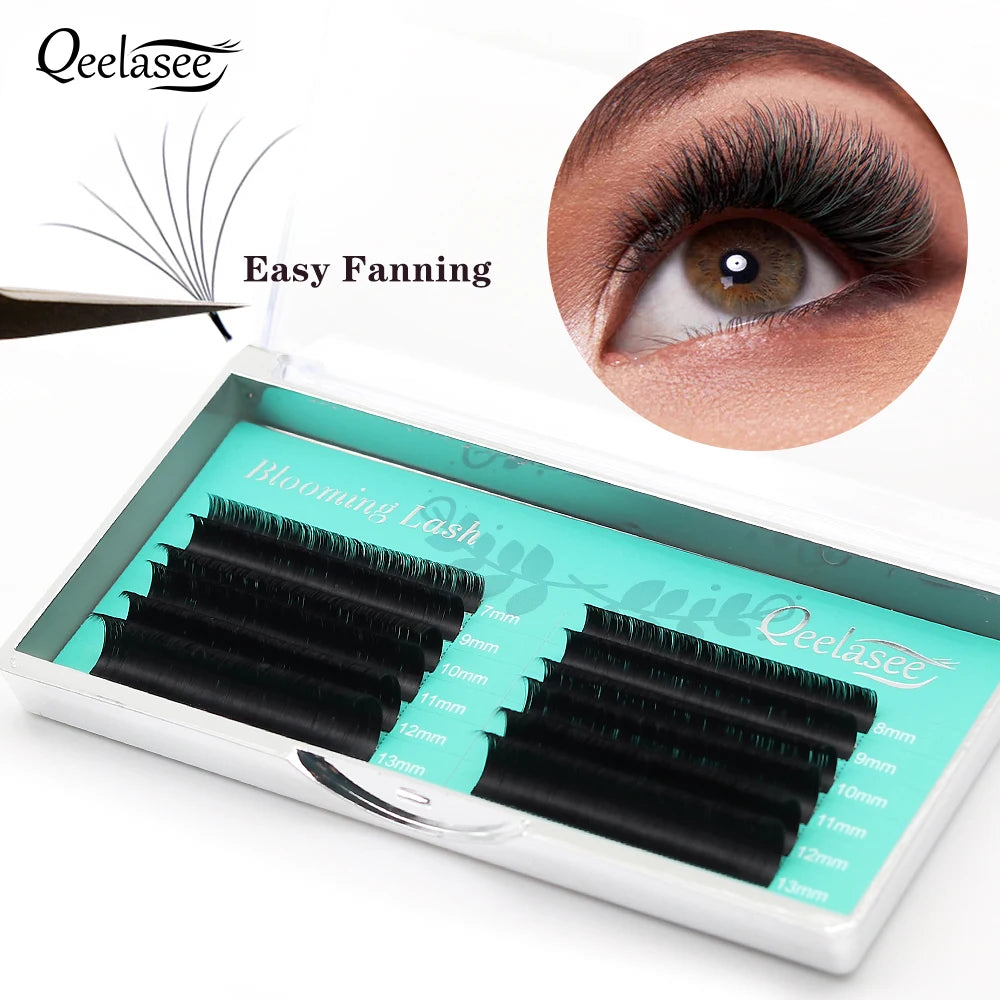 Qeelasee Mega Volume 0.03 .05 07 Cashmere Lash Extensions Easy Fan Lash Tray C Cc D Dd L M Curl Easy Fan Eyelash Extention