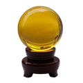 Yellow 50mm Crystal Ball with Wooden Base