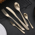 For Champagne Gold Flatware-Brushed Satin Matte Cutlery Set Stainless Steel Fork Spoon Knife for Back to School