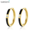 LUOTEEMI Woman Fashion Korean Hot Sale Earing New Colorful Paint Round Clip on Stainless Steel Earrings