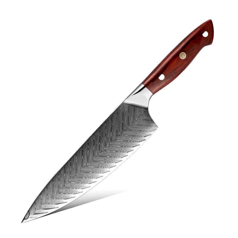 7.5" Damascus Japanese AUS10 Steel 67 Layers High Carbon Steel Razor Sharp Kitchen Best Chefs Knife with Africa Rose Wood Handle
