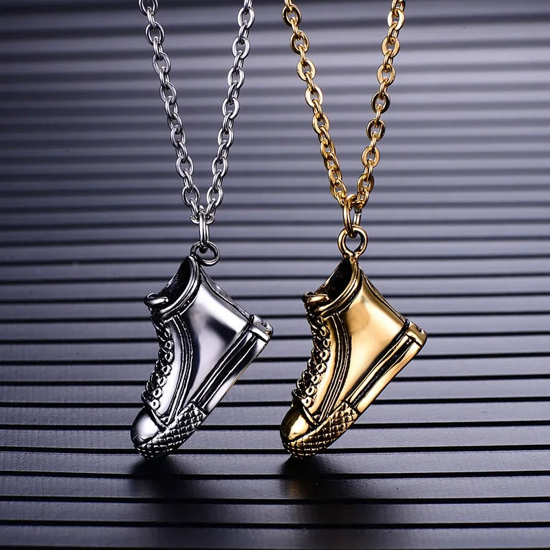 Hip Hop Bar Hand Shoe Waterproof Tarnish Free Stainless Steel Fashion Jewelry Pendants Necklaces for Male Man Mens