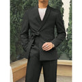 Casual Black Men Suits Wedding Shawl Lapel Waist Strap Groom Tuxedo Bridegroom Suits 2 Piece(Blazer Pant) Leisure Occasion