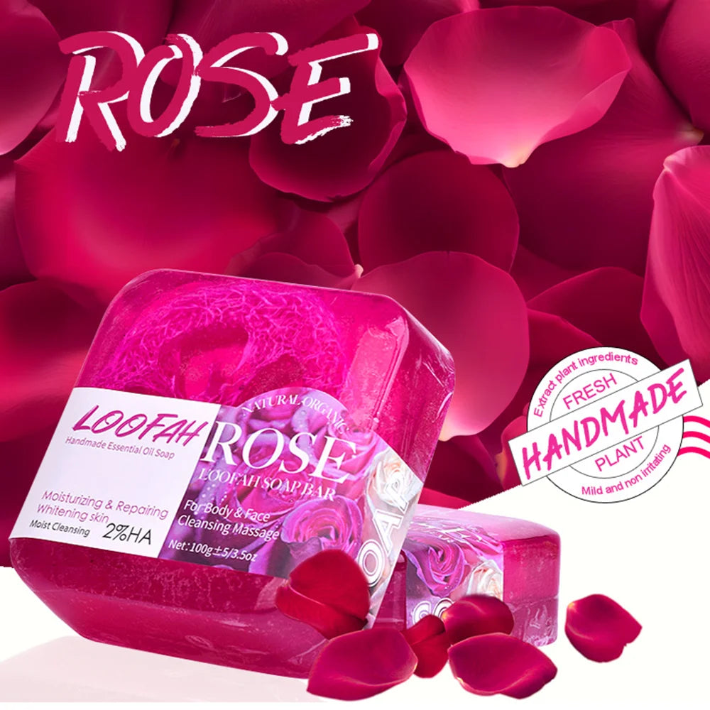 Best-Selling Organic Roses 100g Body Skincare Soap Block Home Flower Scented Loofah Soaps for Adults Whitening Bathing Hand Soap
