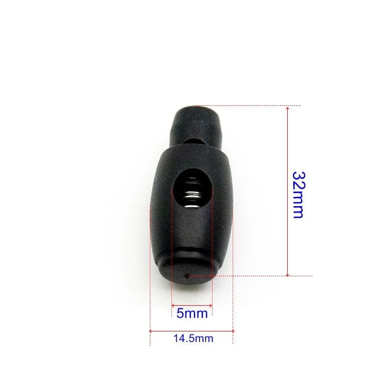 Factory Sale 32x14.5mm Black Bottle Shape Plastic Spring Cord Lock Toggle Stopper for Backpack Garments