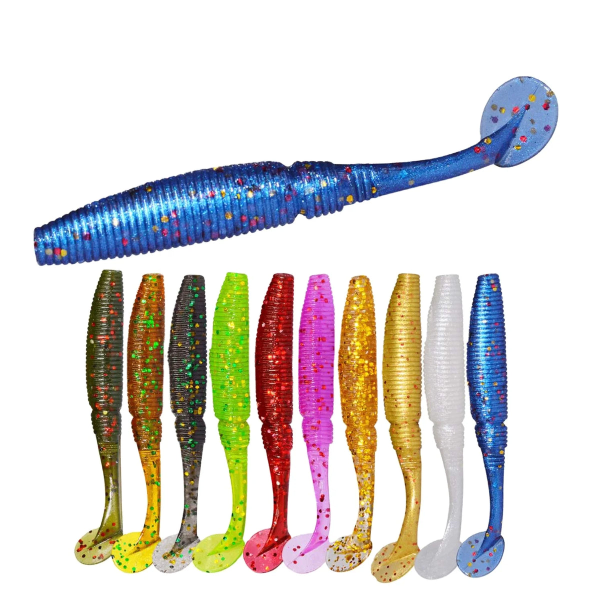 Topline 15Pcs/Bags Factory Price Small T Tail Soft Lure 50Mm 1G Soft Fishing Lures Soft Bait Worm Grubs T Tail Wobblers