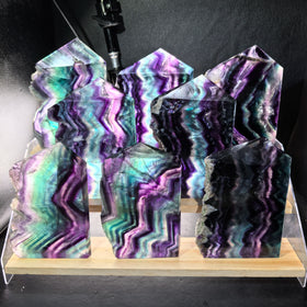 Wholesale Natural Crystals Wand Natural Point Gemstone Rainbow Fluorite Raw Tower for Healing Decoration