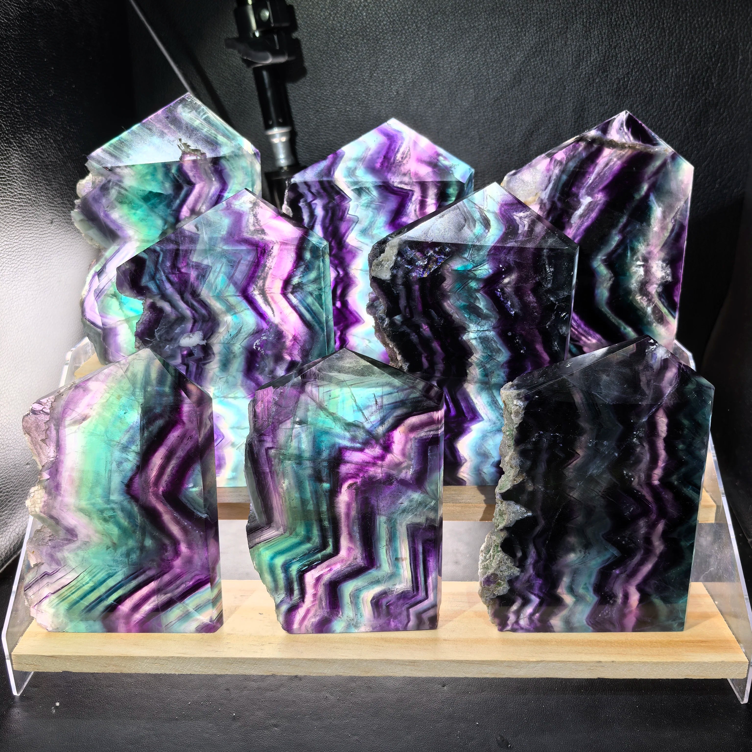 Wholesale Natural Crystals Wand Natural Point Gemstone Rainbow Fluorite Raw Tower for Healing Decoration