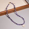 Natural Amethyst Oval Stone Pearl Pendent Necklace for Women Oval Beaded Choker Healing Energy Crystal Fashion Jewelry Wholesale