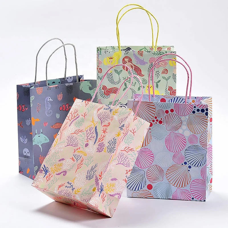 Recyclable Luxury High Quality Small Shopping Mailing Clothes Wedding Holographic Colorful Paperboard Craft Candle Paper Bag