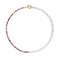 Handmade Boho Colorful Rice Bead Choker Necklace Multi Color Beads and Pearls Necklace