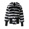 Jancoco Luxury Winter Genuine Chinchilla Fur Coat Real Rabbit Fur Jacket Women