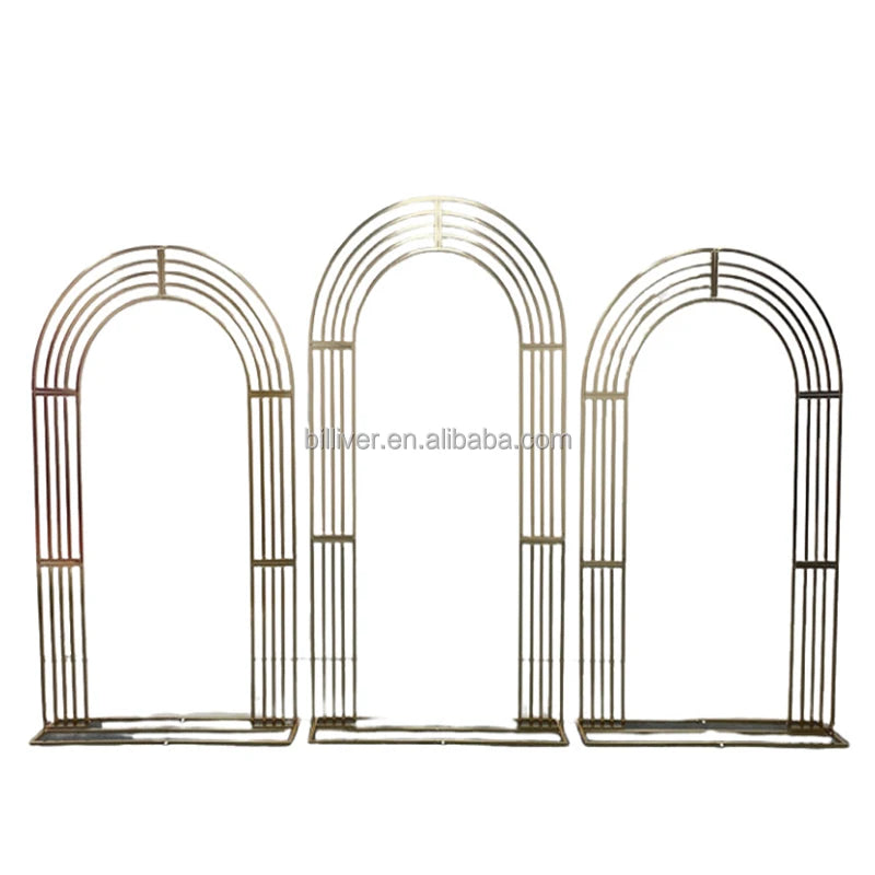 Golden Arch Stand Events Stage Gold Metal Frame Flower Moon Wedding Arch Display Stand Arched Entry Door Backdrop Decorations