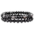 Men's Elastic Cross-Border Beaded Bracelet Set Three-Piece Black Gallstone with Amethyst Quartz Pearl for Gift