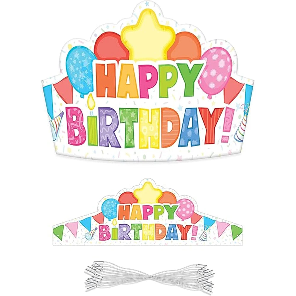 30pcs Birthday Hat Kids Classroom Party Decor Color Your Own Birthday Crown for Children