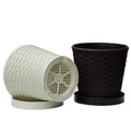 Custom Bamboo Plastic Pots for Plants Indoor Plant Pots Outdoor Large Garden Decorative Home Rattan Flower Pots
