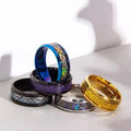 Man Women Wedding Band Ring Gold Red Green Carbon Black Dragon Inlay Fit Stainless Steel Swim Lover Couple Rings for Boys Girls