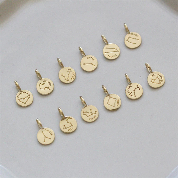 Gold Color S925 Designer Jewelry Cuban Chain Small Coin Zodica Necklace