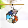Healing Crystal Chakra Crystal Spiral Pendant Copper Bezel with Silver Color Plating Stone Pendant