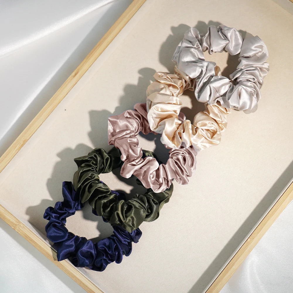 3.5CM 22Momme 100% Mulberry Silk Scrunchies Hair Ties Genuine Mulberry Silk In-Stock for Quick Purchase