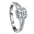 Jachon S925 Sterling Silver Platinum Jewelry 1 Carat Gold Glitter Wedding Ring Jewelry Luxury Cluster Diamond Ring