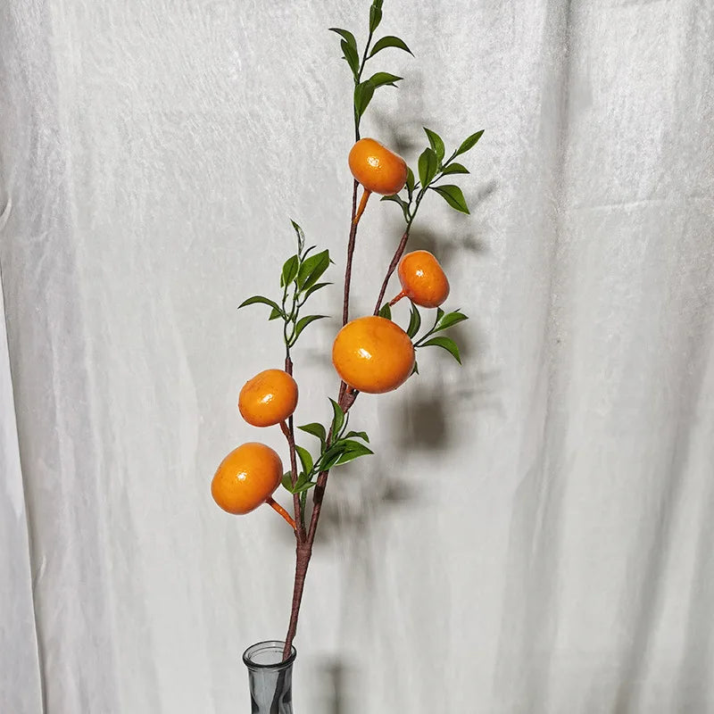 Wholesale Plastic Preserved Chinese Home Decoration Persimmon Branch with Fruit Tree and Berries 94cm for Christmas