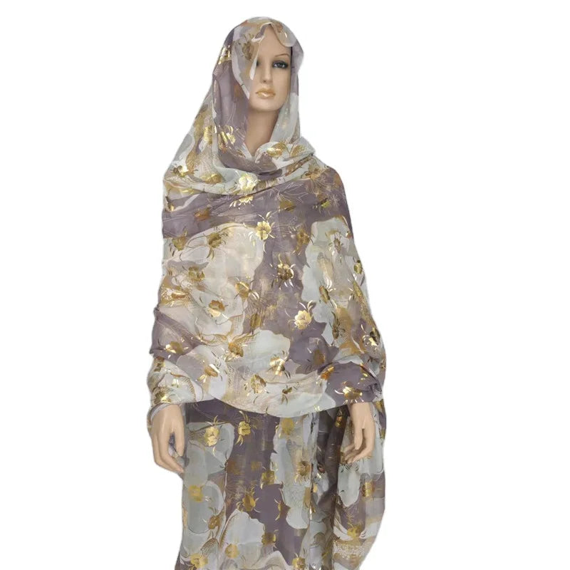 Factory Wholesale Competitive Price Sudanese Women Toub Cotton Voile Sudanese Toub Gold Stamping Popular Designs
