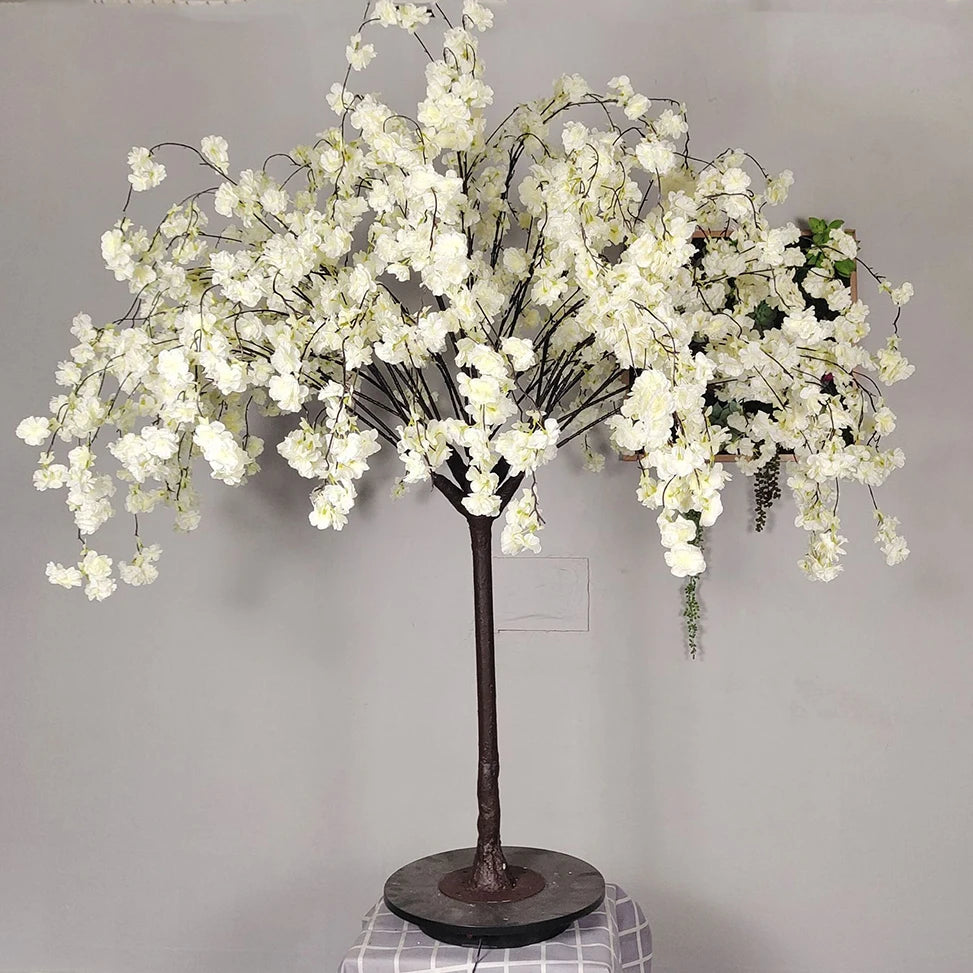 Wedding Decoration Silk White Artificial Cherry Blossom Flower Tree Centerpiece for Wedding Table