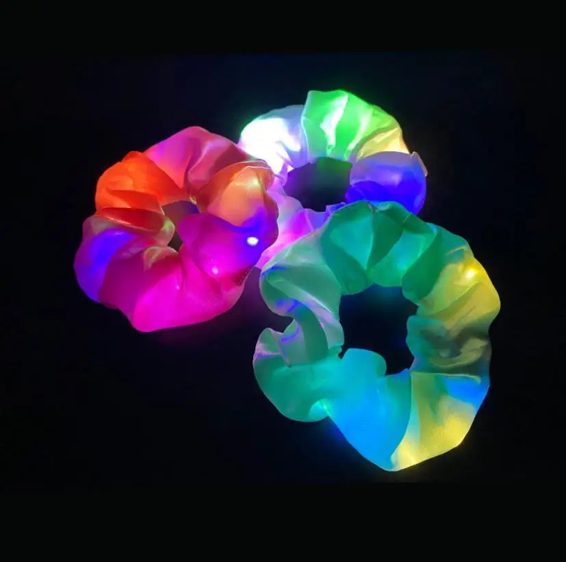 Fun Party Favors LED Hair Scrunchy Flashing Hair Bands for Women Girls  Luminous Colorful Glow Hair Tie 3 Light Modes