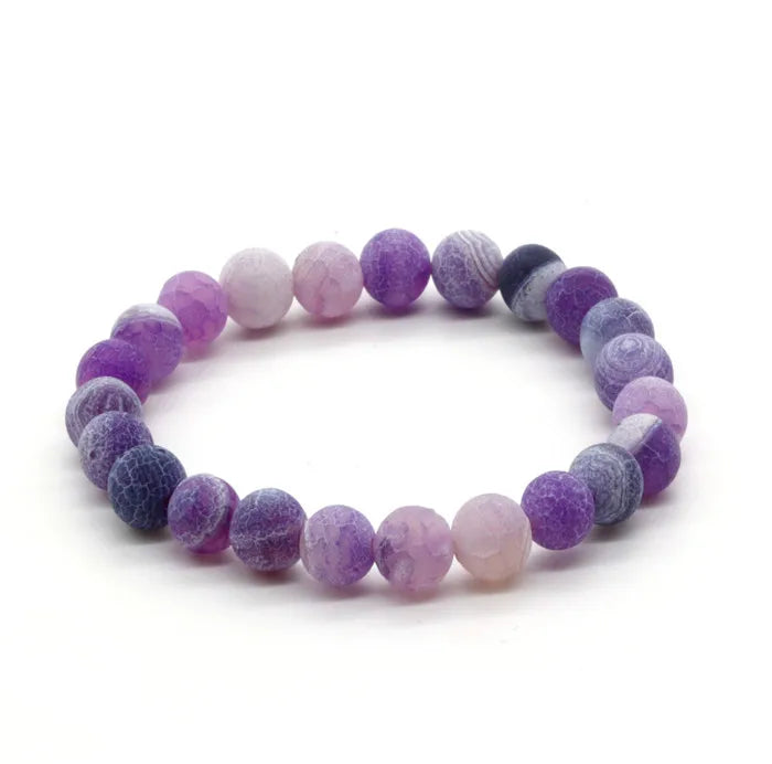 8mm Nature Colorful Weathered Agate Friendship Lucky Bracelet Jewelry Bracelet Elastic Stone Bracelet for Women Girls