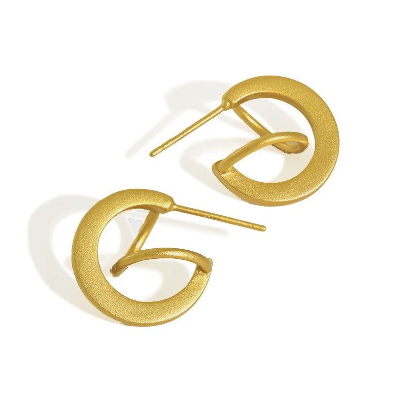 WMEB055 Simple Circle Huggie Earrings with Trendy New Design  Plated Small Hoop Earrings Classic Ins Style Silver Gold