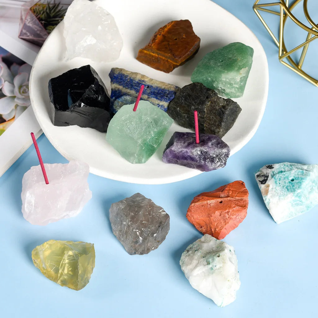 Wholesale Crystal Quartz Natural Rough Stone Gemstone Rose Quartz Amethyst Holder Incense Stick Holder
